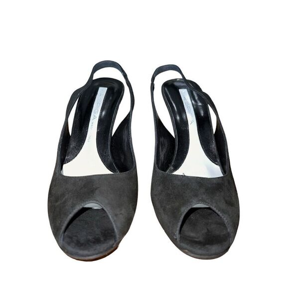 Via Spiga Uzzi Black Suede Peep Toe Slingback Womens Size 10 NEW - Picture 3 of 10